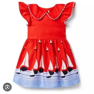 Janie and Jack Sailboat Collared Red Dress, Girls’ size 5 - LIKE NEW